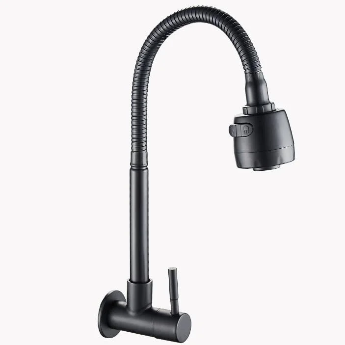 شیر آشپزخانه استیل ضد زنگ baokemo SUS304، شیر انعطاف پذیر تک اهرمی آب سرد دیواری (مشکی)