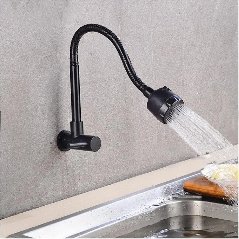 شیر آشپزخانه استیل ضد زنگ baokemo SUS304، شیر انعطاف پذیر تک اهرمی آب سرد دیواری (مشکی) شیر آشپزخانه استیل ضد زنگ baokemo SUS304، شیر انعطاف پذیر تک اهرمی آب سرد دیواری (مشکی)