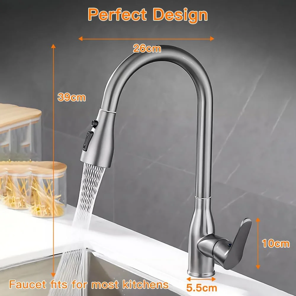 شیر آشپزخانه Uoexziyi با اسپری کشویی 60 سانتی متری، شیر سینک آشپزخانه استیل ضد زنگ تک اهرمی، شیر سینک آشپزخانه قوس دار 360 درجه با 3 حالت اسپری برای خانه، دفتر، هتل (خاکستری تفنگی) شیر آشپزخانه Uoexziyi با اسپری کشویی 60 سانتی متری، شیر سینک آشپزخانه استیل ضد زنگ تک اهرمی، شیر سینک آشپزخانه قوس دار 360 درجه با 3 حالت اسپری برای خانه، دفتر، هتل (خاکستری تفنگی)