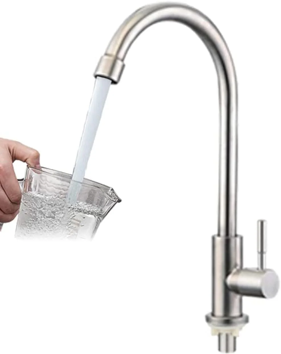 شیر آشپزخانه baokemo سینک ظرفشویی استیل 304 شیر آب تک سرد شیر آشپزخانه شیرهای حمام (نقره ای)