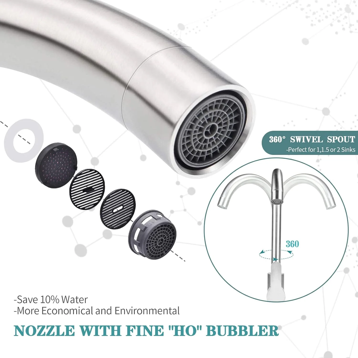 شیرآلات آشپزخانه NB، شیر میکسر سینک ظرفشویی استیل نیکل برس خورده تک اهرمی با قابلیت چرخش 360 درجه، شیرآلات میکسر مونوبلاک برای سینک ظرفشویی، شیر آشپزخانه با قوس بلند شیرآلات آشپزخانه NB، شیر میکسر سینک ظرفشویی استیل نیکل برس خورده تک اهرمی با قابلیت چرخش 360 درجه، شیرآلات میکسر مونوبلاک برای سینک ظرفشویی، شیر آشپزخانه با قوس بلند