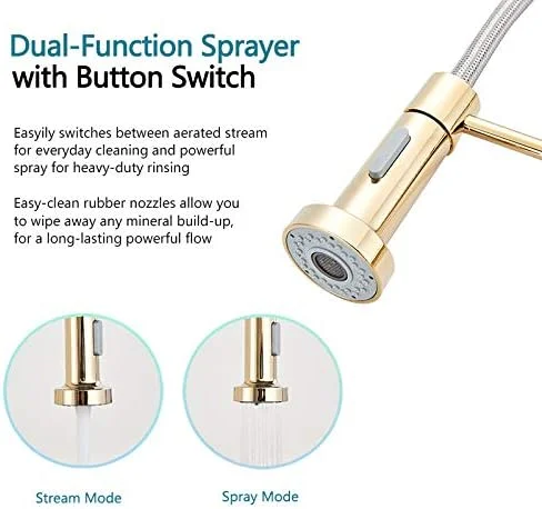 شیرآلات آشپزخانه طلایی Onyzpily، شیر سینک آشپزخانه با اهرم تکی برنجی جامد تجاری، اسپری کشویی تک سوراخ، شیر مخلوط کننده چرخان شیرآلات آشپزخانه طلایی Onyzpily، شیر سینک آشپزخانه با اهرم تکی برنجی جامد تجاری، اسپری کشویی تک سوراخ، شیر مخلوط کننده چرخان