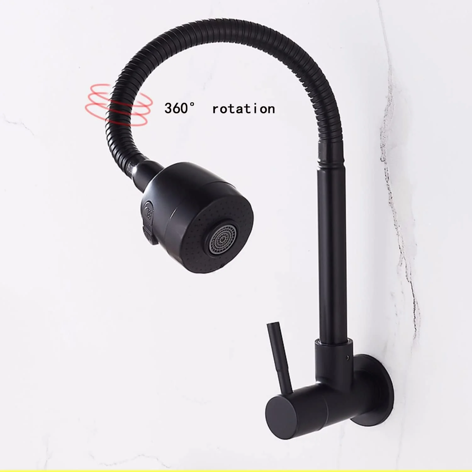 شیر آشپزخانه استیل ضد زنگ baokemo SUS304، شیر انعطاف پذیر تک اهرمی آب سرد دیواری (مشکی) شیر آشپزخانه استیل ضد زنگ baokemo SUS304، شیر انعطاف پذیر تک اهرمی آب سرد دیواری (مشکی)