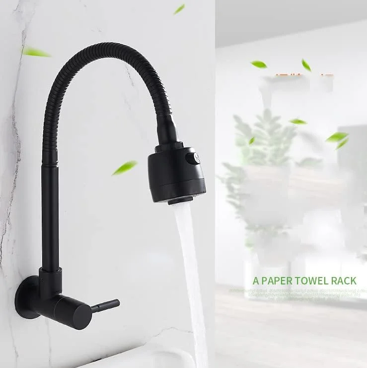 شیر آشپزخانه استیل ضد زنگ baokemo SUS304، شیر انعطاف پذیر تک اهرمی آب سرد دیواری (مشکی) شیر آشپزخانه استیل ضد زنگ baokemo SUS304، شیر انعطاف پذیر تک اهرمی آب سرد دیواری (مشکی)