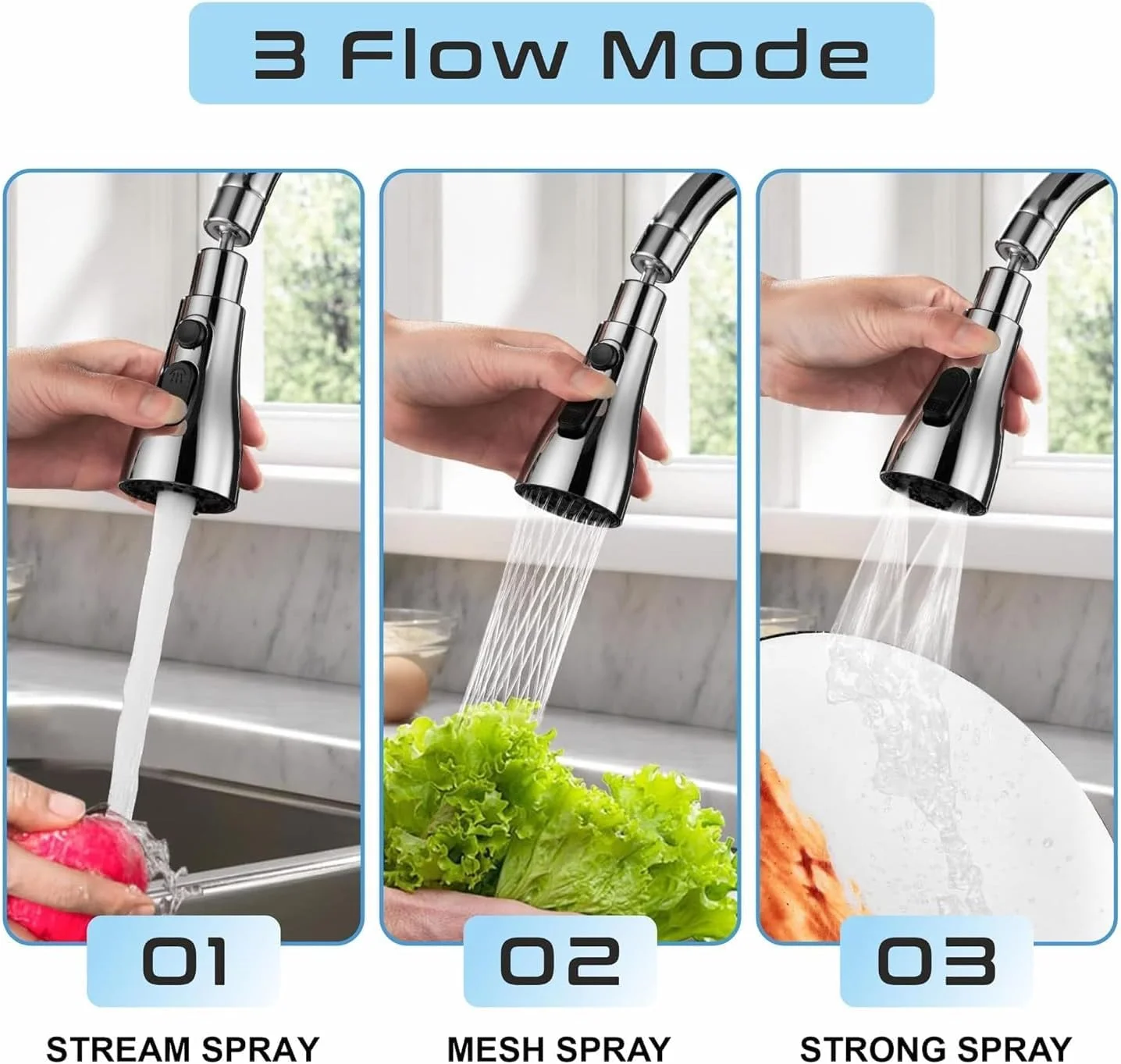 شیرآلات آشپزخانه ViBon با اسپری کشویی، شیر سینک آشپزخانه تک دسته با قوس بلند - نیکل برس خورده، شیر سینک استیل ضد زنگ 1 یا 3 سوراخ برای RV، خانه مزرعه، کمپر، لباسشویی، بار