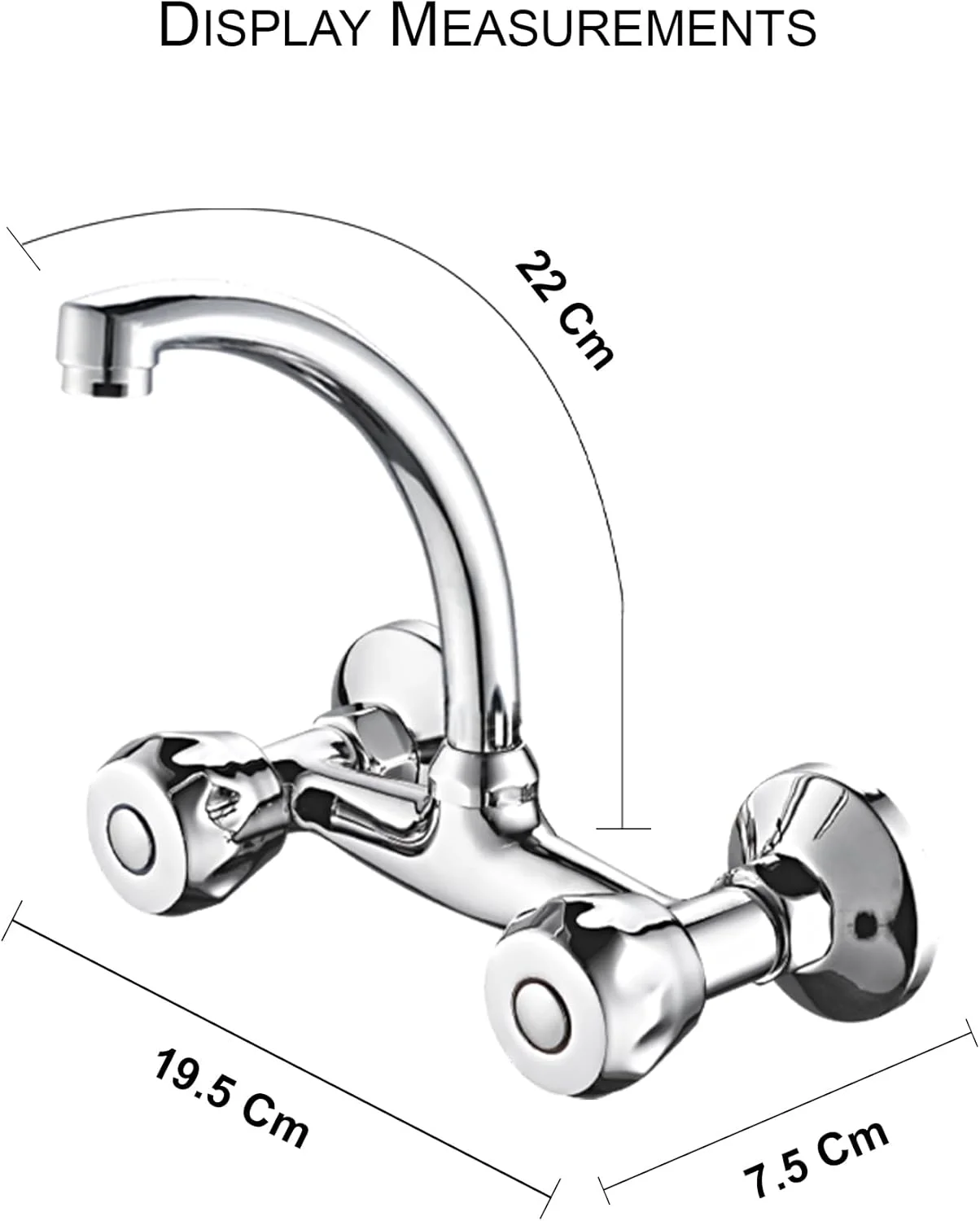 شیر سینک دیواری MODI - شیر آب گرم و سرد دو دسته با جریان بدون پاشش هوا، دهانه 22 سانتی متری، روکش کروم، شیر آشپزخانه و حمام استیل ضد زنگ