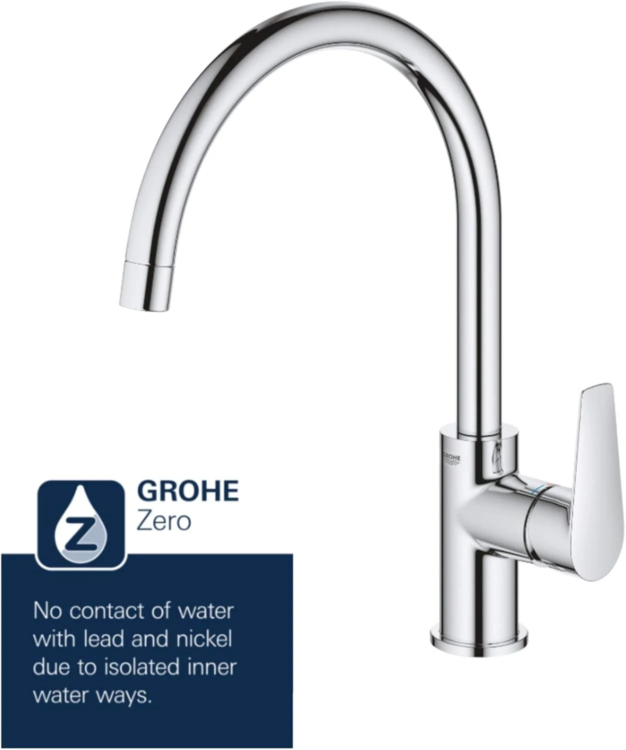 شیر آشپزخانه اهرمی سینک ظرفشویی GROHE BauEdge | لوازم آشپزخانه | شیر آشپزخانه با خروجی بلند | چرخش 360 درجه | نصب آسان | 31367001 شیر آشپزخانه اهرمی سینک ظرفشویی GROHE BauEdge | لوازم آشپزخانه | شیر آشپزخانه با خروجی بلند | چرخش 360 درجه | نصب آسان | 31367001