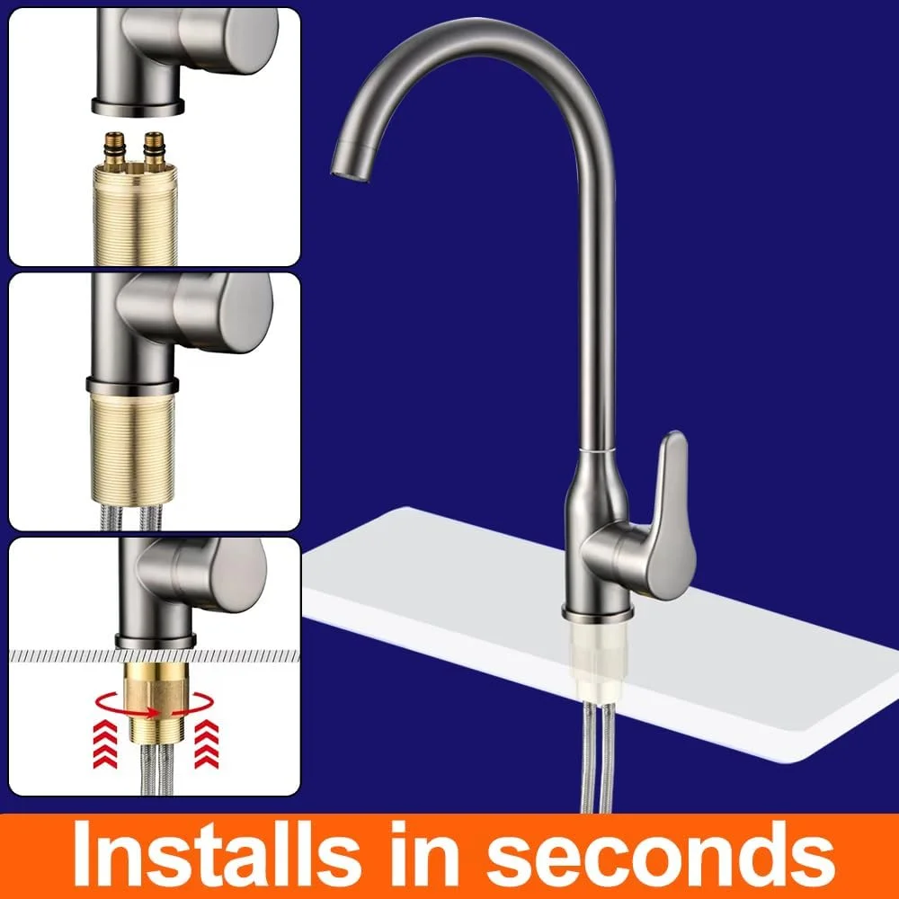 شیر آشپزخانه، شیر سینک مدرن تک دستگیره با قوس بلند گردن غازی، استیل ضد زنگ با قابلیت چرخش 360 درجه، شیر آشپزخانه تجاری مدرن شیر آشپزخانه، شیر سینک مدرن تک دستگیره با قوس بلند گردن غازی، استیل ضد زنگ با قابلیت چرخش 360 درجه، شیر آشپزخانه تجاری مدرن