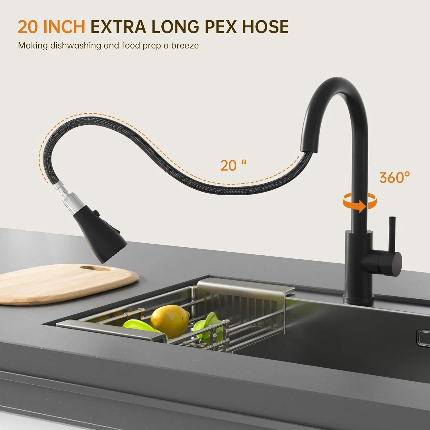 شیر آشپزخانه مشکی APPASO، شیر سینک آشپزخانه چرخان 360 درجه با اسپری بیرون کشویی 3 حالته، شیرآلات سینک ظرفشویی استیل ضد زنگ برای آشپزخانه، مشکی مات شیر آشپزخانه مشکی APPASO، شیر سینک آشپزخانه چرخان 360 درجه با اسپری بیرون کشویی 3 حالته، شیرآلات سینک ظرفشویی استیل ضد زنگ برای آشپزخانه، مشکی مات