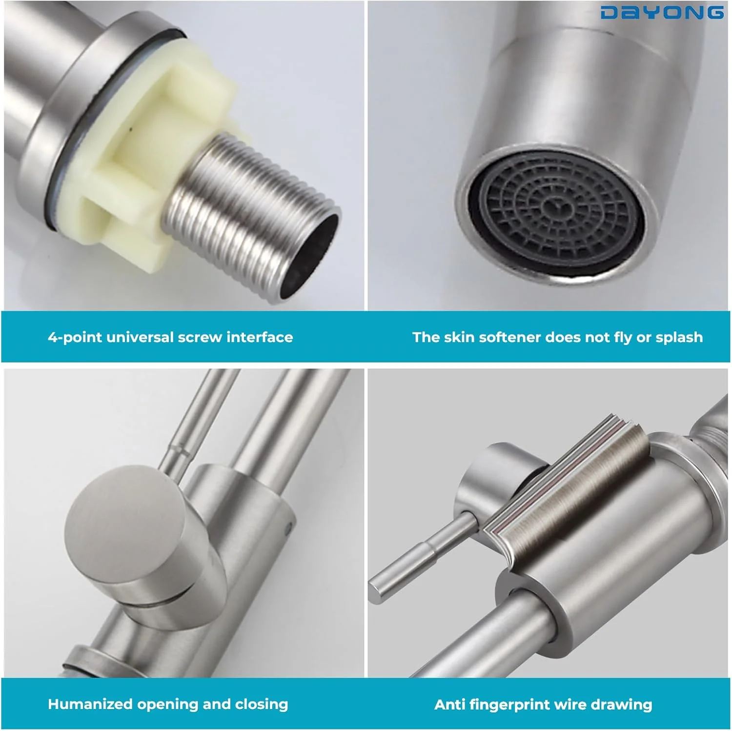 شیر آشپزخانه DAYONG، شیر سینک ظرفشویی استیل 304، شیر آشپزخانه تک دستگیره با دهانه کمانی بلند، شیر نیکل برس خورده برای سینک آشپزخانه (نقره ای) شیر آشپزخانه DAYONG، شیر سینک ظرفشویی استیل 304، شیر آشپزخانه تک دستگیره با دهانه کمانی بلند، شیر نیکل برس خورده برای سینک آشپزخانه (نقره ای)