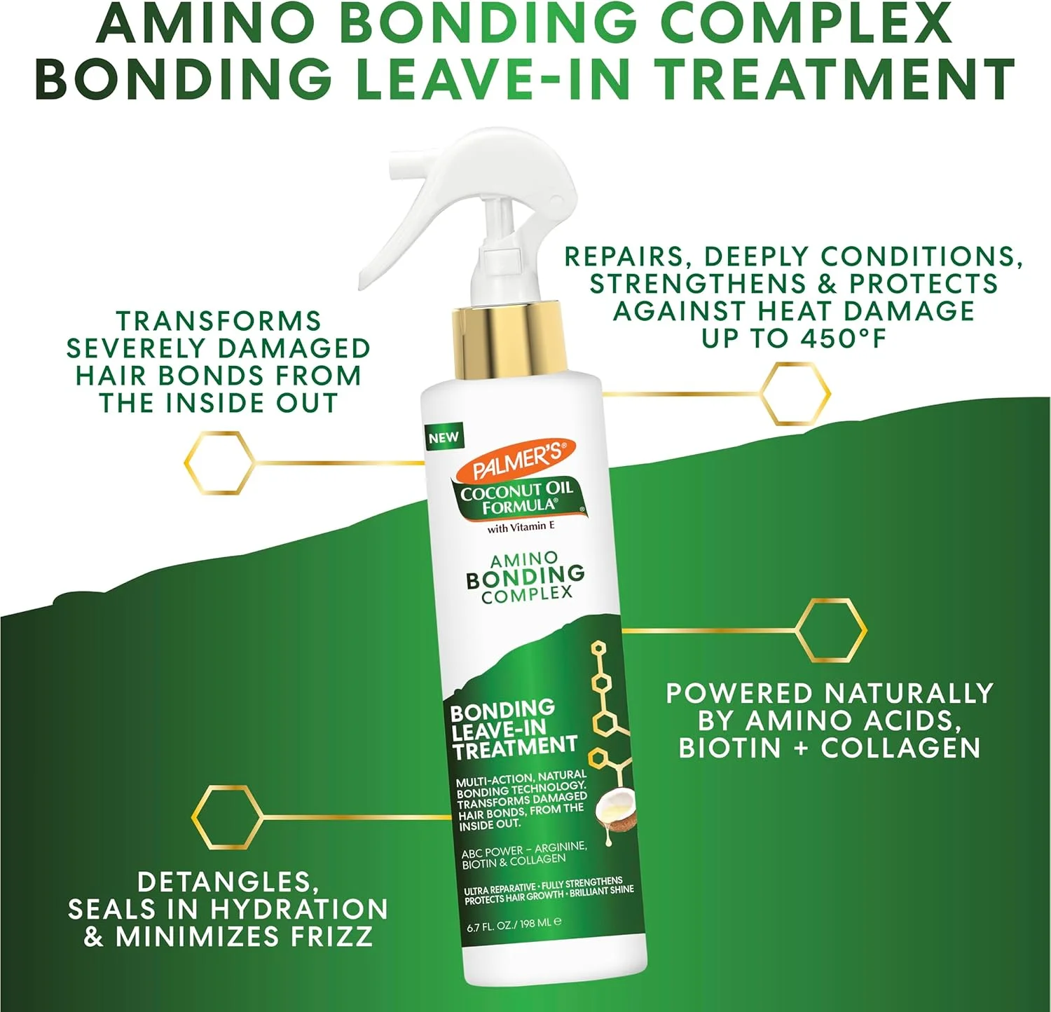 اسپری نرم کننده و ترمیم کننده مو پالمِرز حاوی کمپلکس آمینو، روغن نارگیل و ویتامین E، محافظت در برابر حرارت، ضد وز، تقویت کننده و محافظت از رشد مو، مناسب برای انواع مو، 200 میلی لیتر اسپری نرم کننده و ترمیم کننده مو پالمِرز حاوی کمپلکس آمینو، روغن نارگیل و ویتامین E، محافظت در برابر حرارت، ضد وز، تقویت کننده و محافظت از رشد مو، مناسب برای انواع مو، 200 میلی لیتر