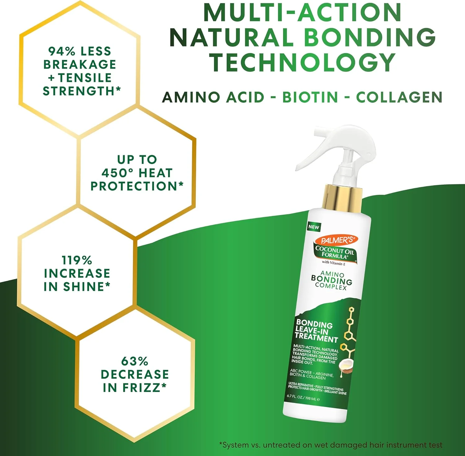 اسپری نرم کننده و ترمیم کننده مو پالمِرز حاوی کمپلکس آمینو، روغن نارگیل و ویتامین E، محافظت در برابر حرارت، ضد وز، تقویت کننده و محافظت از رشد مو، مناسب برای انواع مو، 200 میلی لیتر اسپری نرم کننده و ترمیم کننده مو پالمِرز حاوی کمپلکس آمینو، روغن نارگیل و ویتامین E، محافظت در برابر حرارت، ضد وز، تقویت کننده و محافظت از رشد مو، مناسب برای انواع مو، 200 میلی لیتر