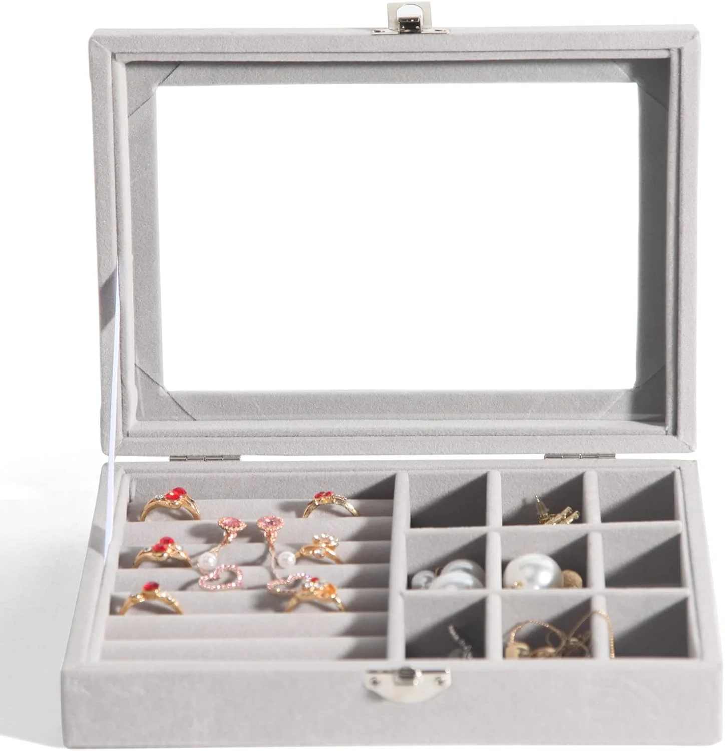 جعبه جواهرات اکسفور، سازمان دهنده جواهرات برای زنان و دختران، جعبه بزرگ نگهداری جواهرات مردانه، نگهدارنده جواهرات ویترینی با سینی جداشدنی برای گردنبند، گوشواره، انگشتر و دستبند، هدیه وینتیج، خاکستری جعبه جواهرات اکسفور، سازمان دهنده جواهرات برای زنان و دختران، جعبه بزرگ نگهداری جواهرات مردانه، نگهدارنده جواهرات ویترینی با سینی جداشدنی برای گردنبند، گوشواره، انگشتر و دستبند، هدیه وینتیج، خاکستری