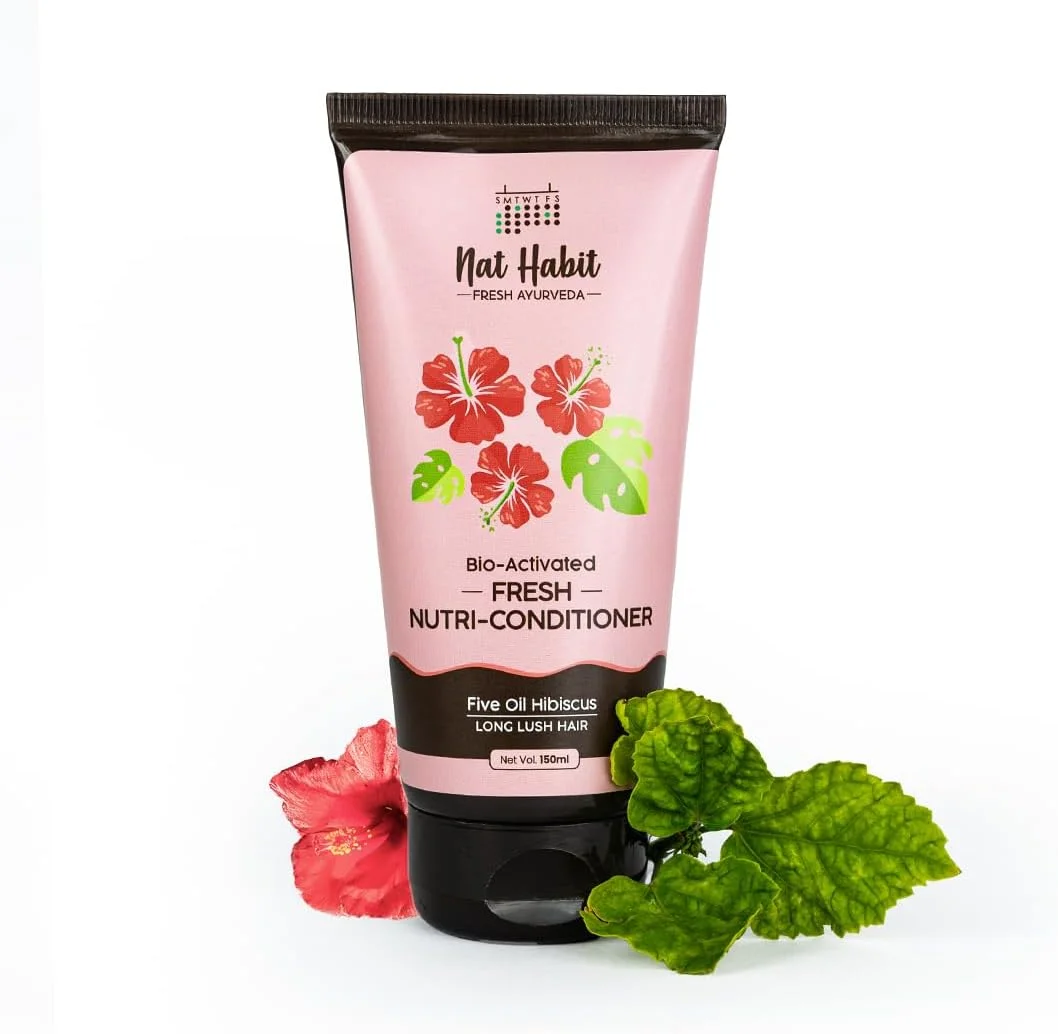 نرم کننده موی حاوی گل بامیه Nat Habit مناسب برای آقایان و بانوان، نرم کننده مغذی پنج روغن و گل بامیه برای موهای بلند و پرپشت، کاهش خشکی و وز مو، 150 میلی لیتر نرم کننده موی حاوی گل بامیه Nat Habit مناسب برای آقایان و بانوان، نرم کننده مغذی پنج روغن و گل بامیه برای موهای بلند و پرپشت، کاهش خشکی و وز مو، 150 میلی لیتر