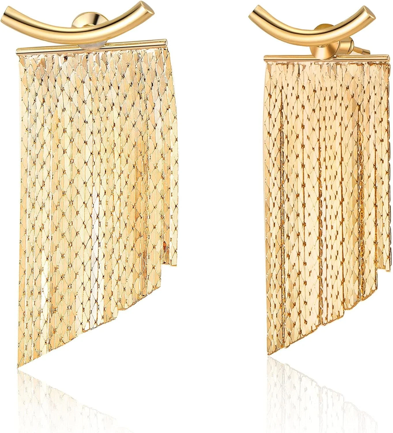 گوشواره های آویز منگوله دار طلایی و نقره ای Excefore زنانه - گوشواره های آویز بلند - گوشواره های ترندی، گوشواره های جلو و پشت - مناسب برای عروسی، جشن و مناسبت های رسمی