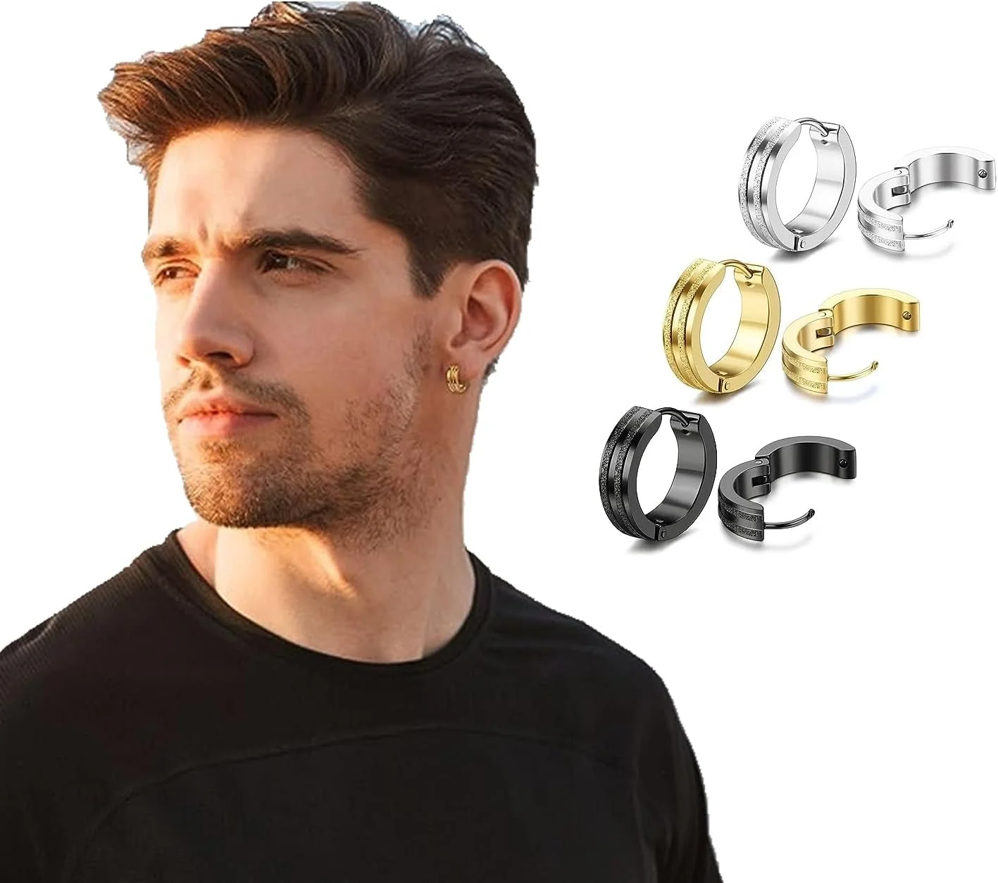 ست گوشواره حلقه ای کوچک استیل ضد زنگ Excefore، گوشواره های حلقه ای کوچک ضد حساسیت برای مردان و زنان