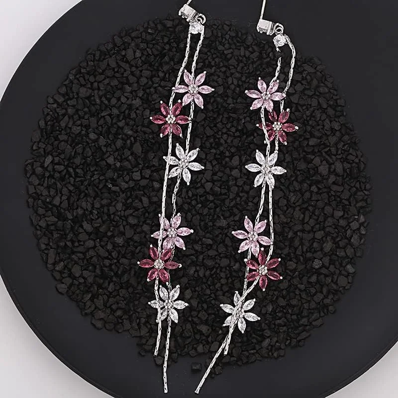 گوشواره های آویز گل اکسفور، سوزن نقره 925 با زیرکونیا مکعبی درجه AAA، گوشواره های آویز قطره ای برای زنان و دختران، گوشواره های نخی بلند ظریف گوشواره های آویز گل اکسفور، سوزن نقره 925 با زیرکونیا مکعبی درجه AAA، گوشواره های آویز قطره ای برای زنان و دختران، گوشواره های نخی بلند ظریف