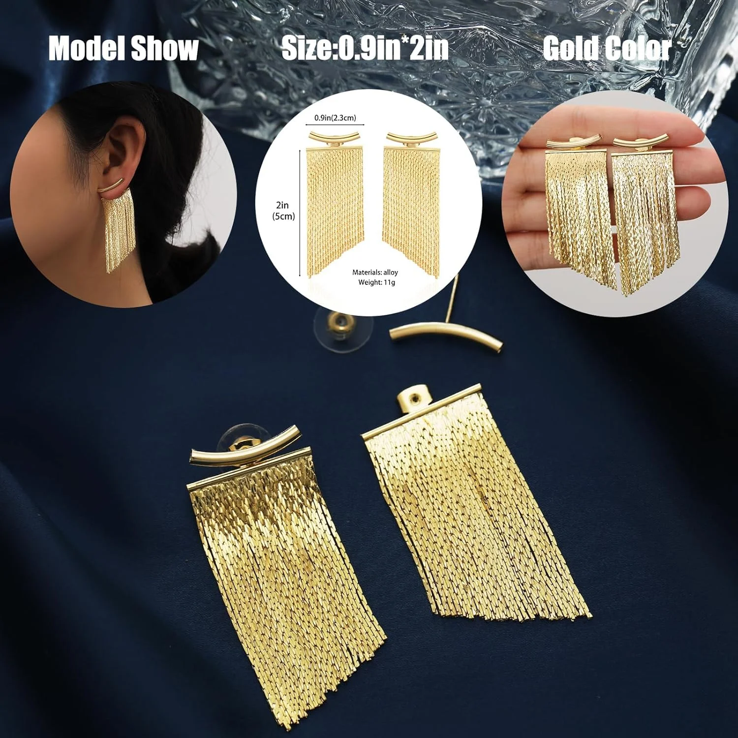 گوشواره های آویز منگوله دار طلایی و نقره ای Excefore زنانه - گوشواره های آویز بلند - گوشواره های ترندی، گوشواره های جلو و پشت - مناسب برای عروسی، جشن و مناسبت های رسمی گوشواره های آویز منگوله دار طلایی و نقره ای Excefore زنانه - گوشواره های آویز بلند - گوشواره های ترندی، گوشواره های جلو و پشت - مناسب برای عروسی، جشن و مناسبت های رسمی