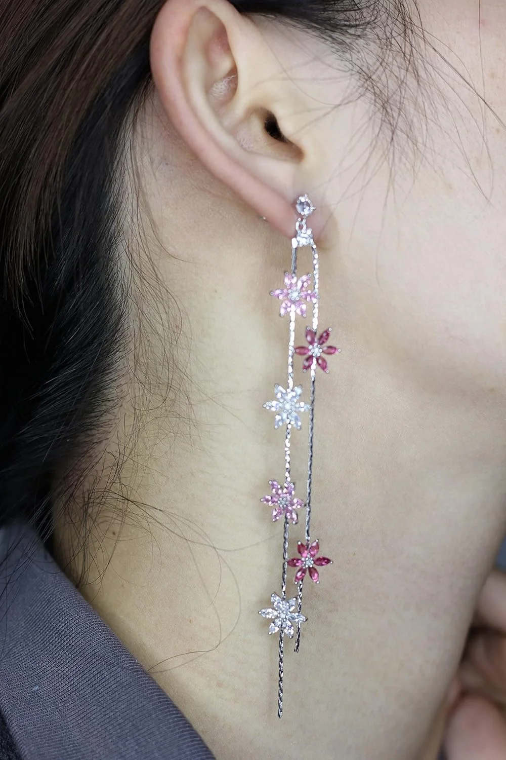 گوشواره های آویز گل اکسفور، سوزن نقره 925 با زیرکونیا مکعبی درجه AAA، گوشواره های آویز قطره ای برای زنان و دختران، گوشواره های نخی بلند ظریف گوشواره های آویز گل اکسفور، سوزن نقره 925 با زیرکونیا مکعبی درجه AAA، گوشواره های آویز قطره ای برای زنان و دختران، گوشواره های نخی بلند ظریف