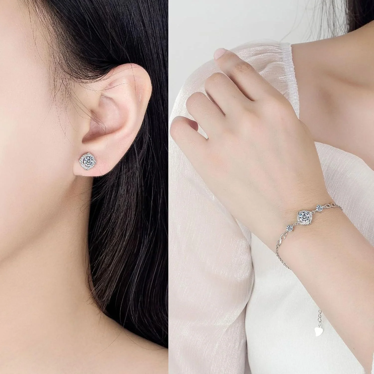 ست جواهرات زنانه، گردنبند زنجیر نقره ای، دستبند و گوشواره، آویز طرح شبدر چهار برگ ایتالیایی، هدیه جواهرات برای روز تولد، سالگرد ازدواج، عروسی، برای دختر، مادر، همسر، دوست ست جواهرات زنانه، گردنبند زنجیر نقره ای، دستبند و گوشواره، آویز طرح شبدر چهار برگ ایتالیایی، هدیه جواهرات برای روز تولد، سالگرد ازدواج، عروسی، برای دختر، مادر، همسر، دوست