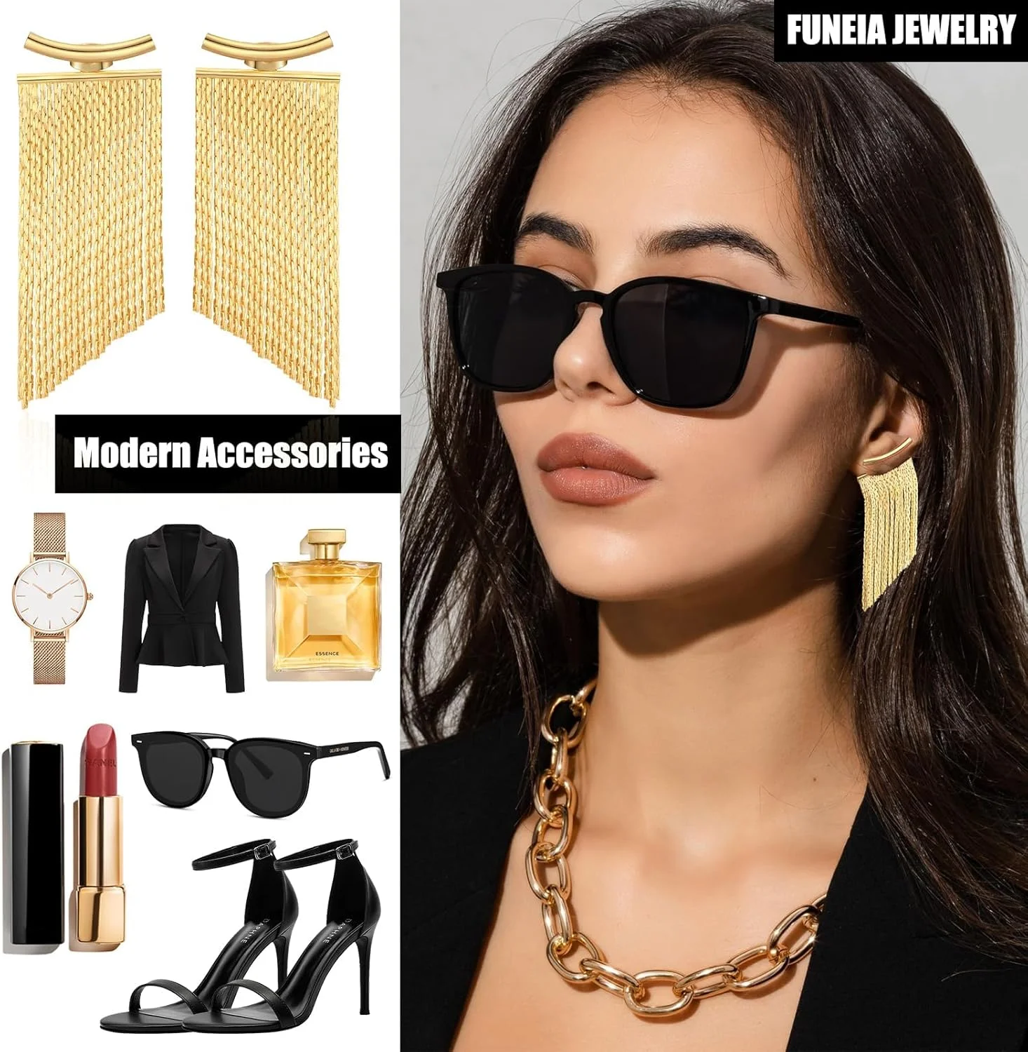 گوشواره های آویز منگوله دار طلایی و نقره ای Excefore زنانه - گوشواره های آویز بلند - گوشواره های ترندی، گوشواره های جلو و پشت - مناسب برای عروسی، جشن و مناسبت های رسمی گوشواره های آویز منگوله دار طلایی و نقره ای Excefore زنانه - گوشواره های آویز بلند - گوشواره های ترندی، گوشواره های جلو و پشت - مناسب برای عروسی، جشن و مناسبت های رسمی