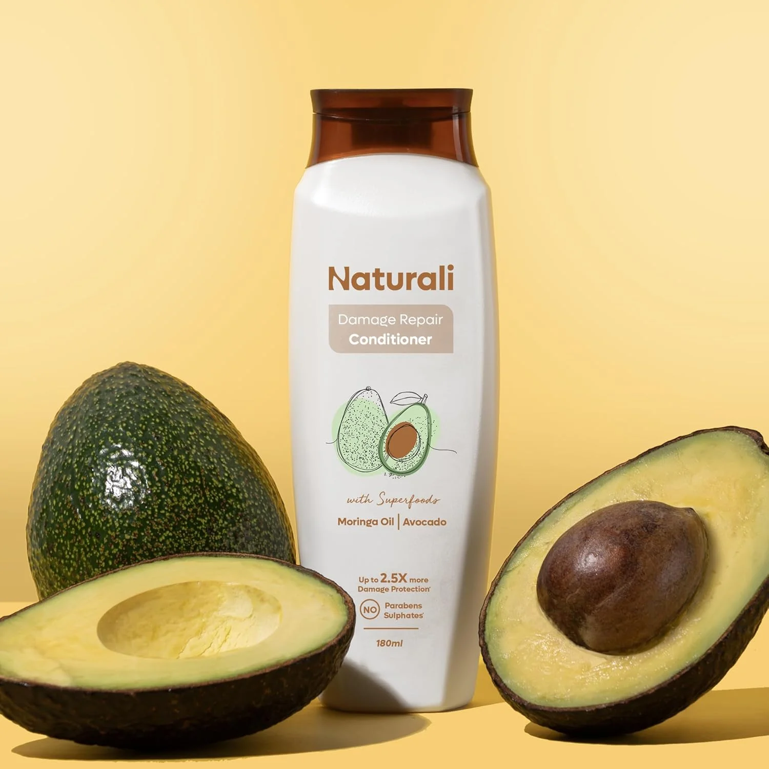 نرم کننده ترمیم کننده موهای آسیب دیده نچرالی با روغن آووکادو و مورینگا | بدون سولفات، بدون پارابن | آبرسانی عمیق و صاف کننده موهای آسیب دیده | ترمیم موخوره | بطری نرم کننده 180 میلی لیتری نرم کننده ترمیم کننده موهای آسیب دیده نچرالی با روغن آووکادو و مورینگا | بدون سولفات، بدون پارابن | آبرسانی عمیق و صاف کننده موهای آسیب دیده | ترمیم موخوره | بطری نرم کننده 180 میلی لیتری