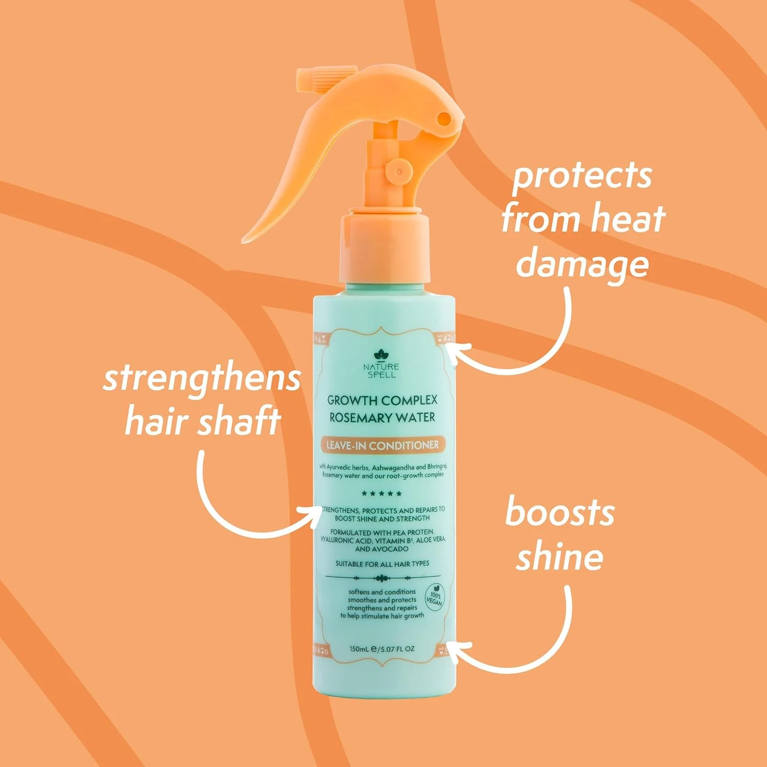 اسپری نرم کننده مو حاوی آب رزماری نیچر سپل - تقویت کننده رشد مو، محافظت از مو در برابر حرارت، باز کننده گره مو، صاف کننده و درخشان کننده مو با گیاهان آیورودا مناسب برای انواع مو 150 میلی لیتر اسپری نرم کننده مو حاوی آب رزماری نیچر سپل - تقویت کننده رشد مو، محافظت از مو در برابر حرارت، باز کننده گره مو، صاف کننده و درخشان کننده مو با گیاهان آیورودا مناسب برای انواع مو 150 میلی لیتر