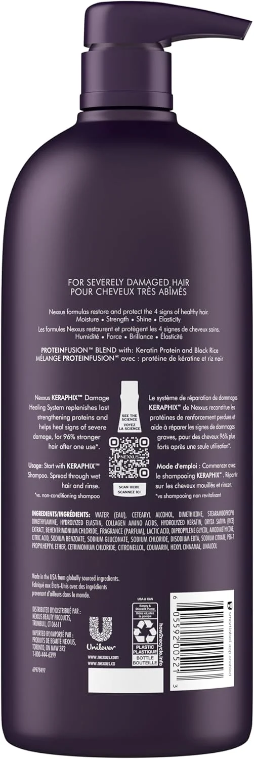Nexxus Conditioner for Damaged Hair Keraphix with ProteinFusion Silicone-Free Conditioner with Keratin Protein and Black Rice 33.8 Fl Oz Nexxus Conditioner for Damaged Hair Keraphix with ProteinFusion Silicone-Free Conditioner with Keratin Protein and Black Rice 33.8 Fl Oz