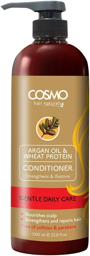 نرم کننده مو سی دی COSMO DESIGNS حاوی روغن آرگان و پروتئین گندم 1000 میلی لیتر، ضد شوره، کاهش ریزش مو، درمان مو و پوست سر نرم کننده مو سی دی COSMO DESIGNS حاوی روغن آرگان و پروتئین گندم 1000 میلی لیتر، ضد شوره، کاهش ریزش مو، درمان مو و پوست سر