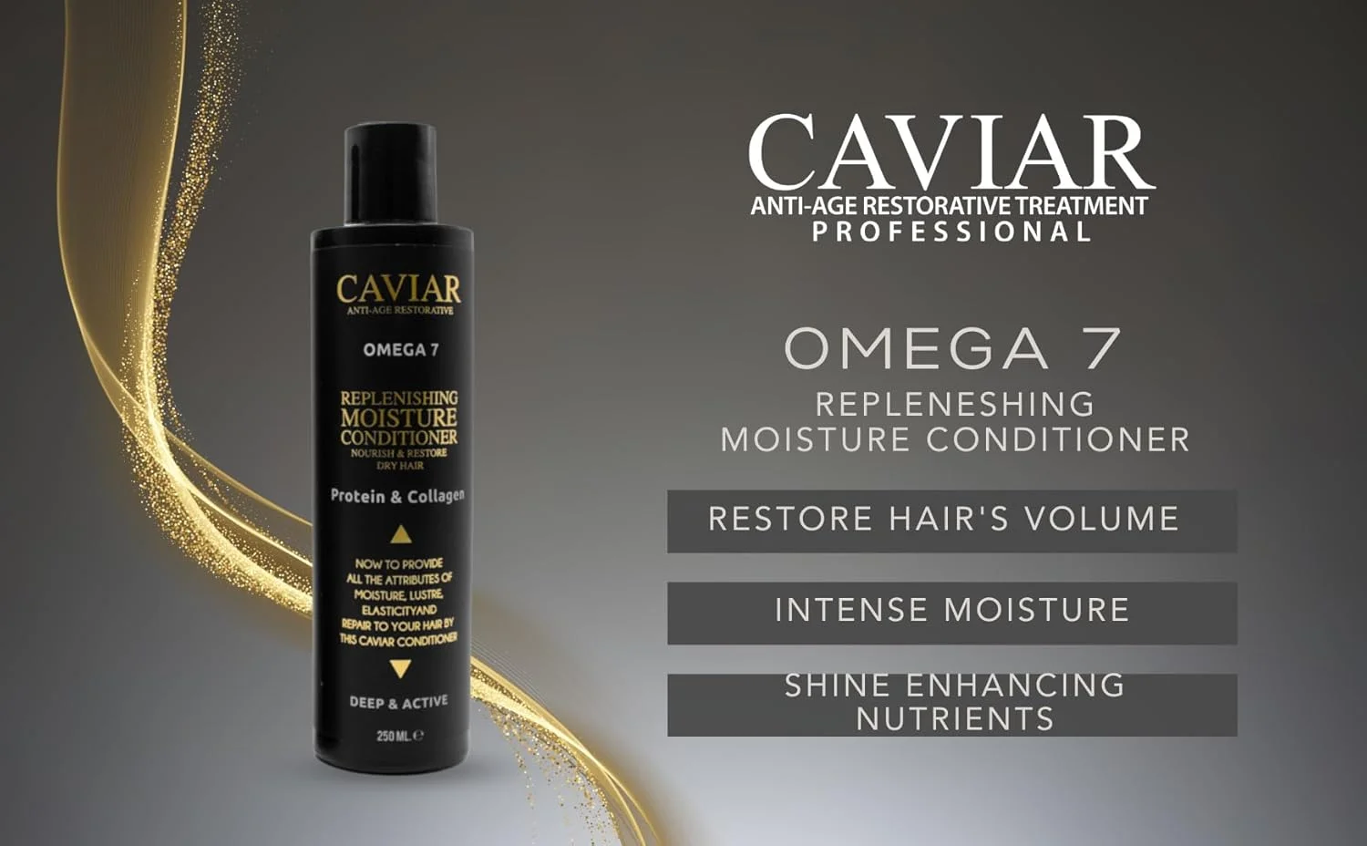 نرم کننده مو پروتئین و کلاژن خاویار، درمان احیا کننده و ضد پیری | 250 میلی لیتر، نرم کننده مغذی، برای تغذیه موهای خشک، افزایش خاصیت ارتجاعی و ترمیم کلی