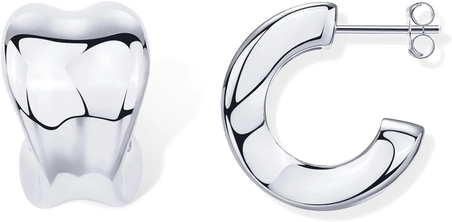 گوشواره های حلقه ای ضخیم و برجسته با روکش طلای 14 عیار و پایه نقره استرلینگ PAVOI | گوشواره های حلقه ای سبک وزن و ضخیم برای زنان