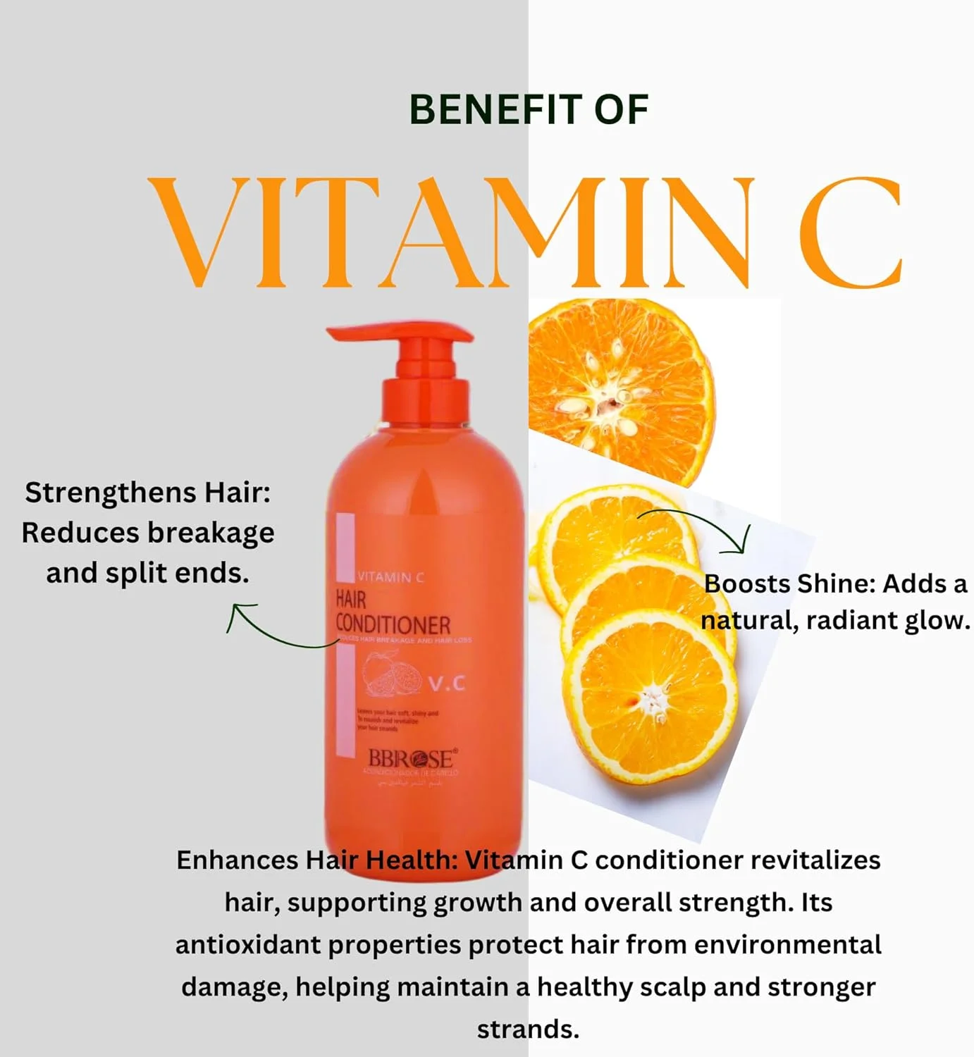 نرم کننده مو ویتامین C برورز 800 میلی لیتر – فرمول مغذی و آبرسان برای موهای خشک، آسیب دیده و وز | تقویت کننده، نرم کننده و درخشان کننده | نرم کننده بدون سولفات برای انواع مو نرم کننده مو ویتامین C برورز 800 میلی لیتر – فرمول مغذی و آبرسان برای موهای خشک، آسیب دیده و وز | تقویت کننده، نرم کننده و درخشان کننده | نرم کننده بدون سولفات برای انواع مو