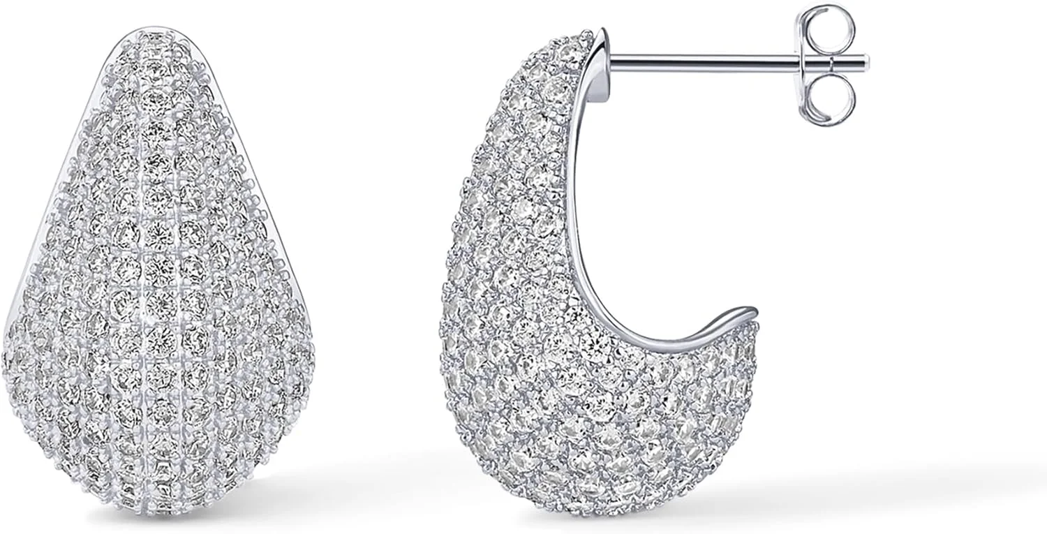 گوشواره های آویز درشت پاوه روکش طلای 14 عیار PAVOI زنانه | جفت گوشواره های نگین دار زیرکونیا کوبیک