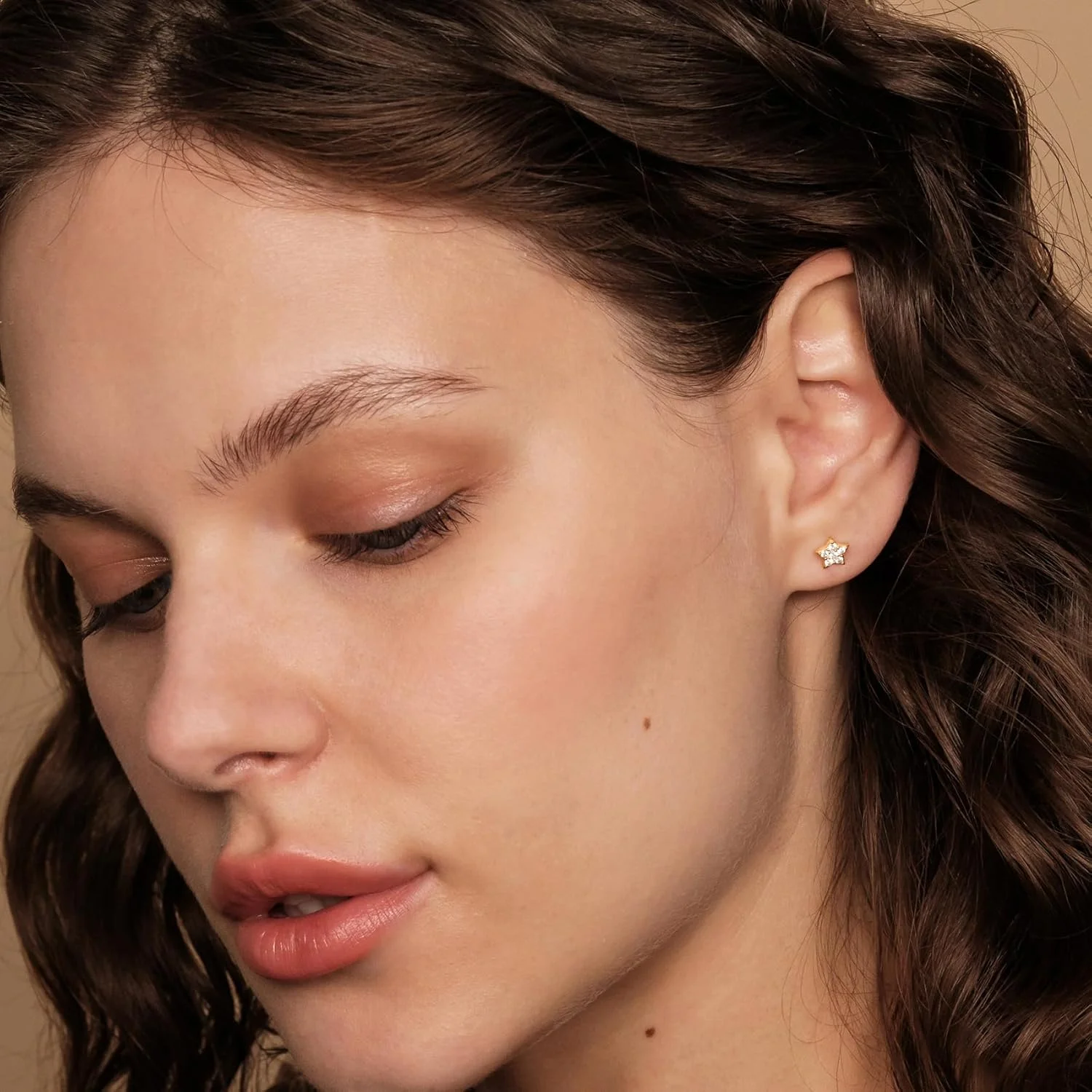 گوشواره های میخی طرح ماه، ستاره و رعد و برق آسمانی با روکش طلای 14 عیار و نقره استرلینگ پاوی | گوشواره های ظریف زنانه