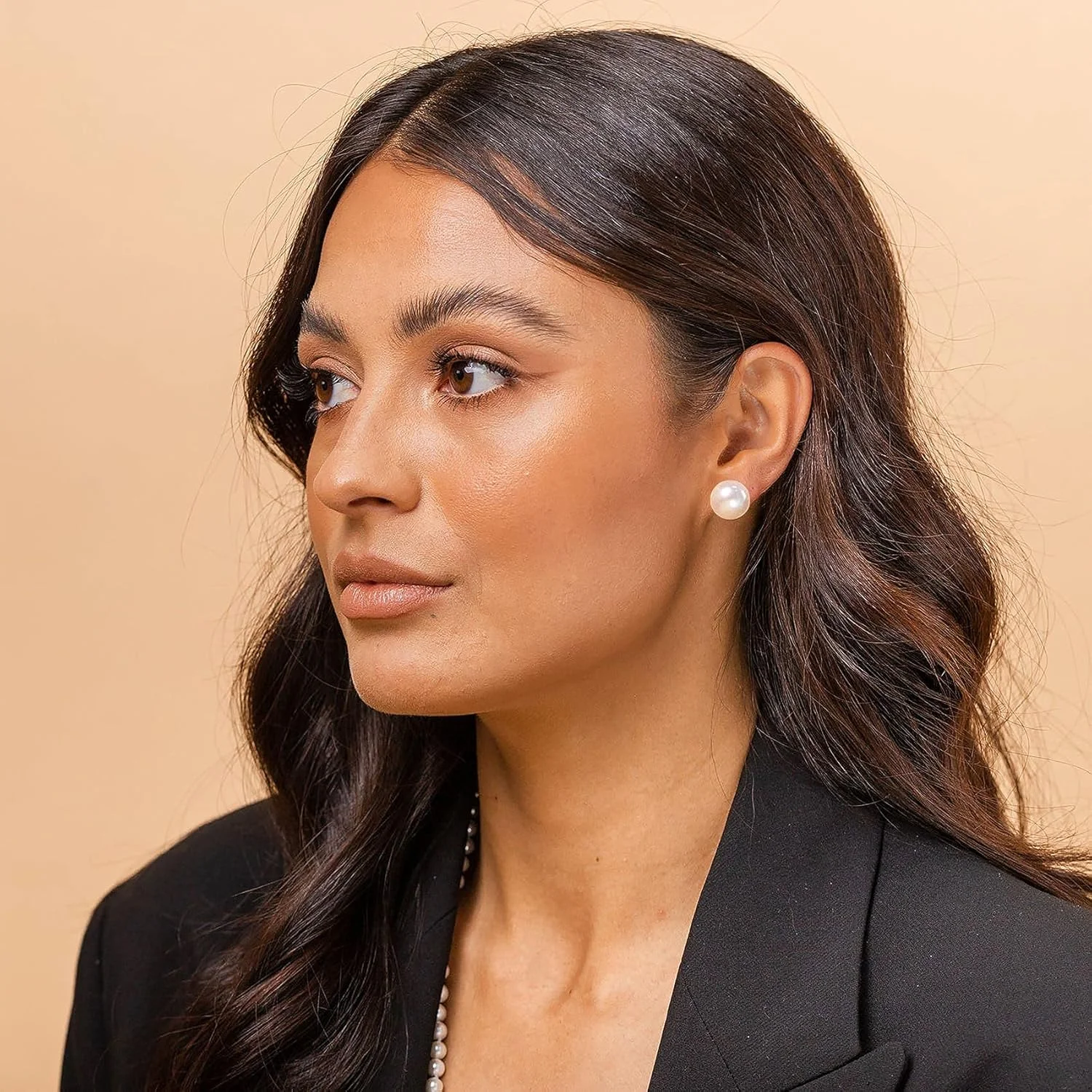 گوشواره های میخی مروارید صدفی شبیه سازی شده سفید با روکش طلای 18 عیار نقره استرلینگ پاوی