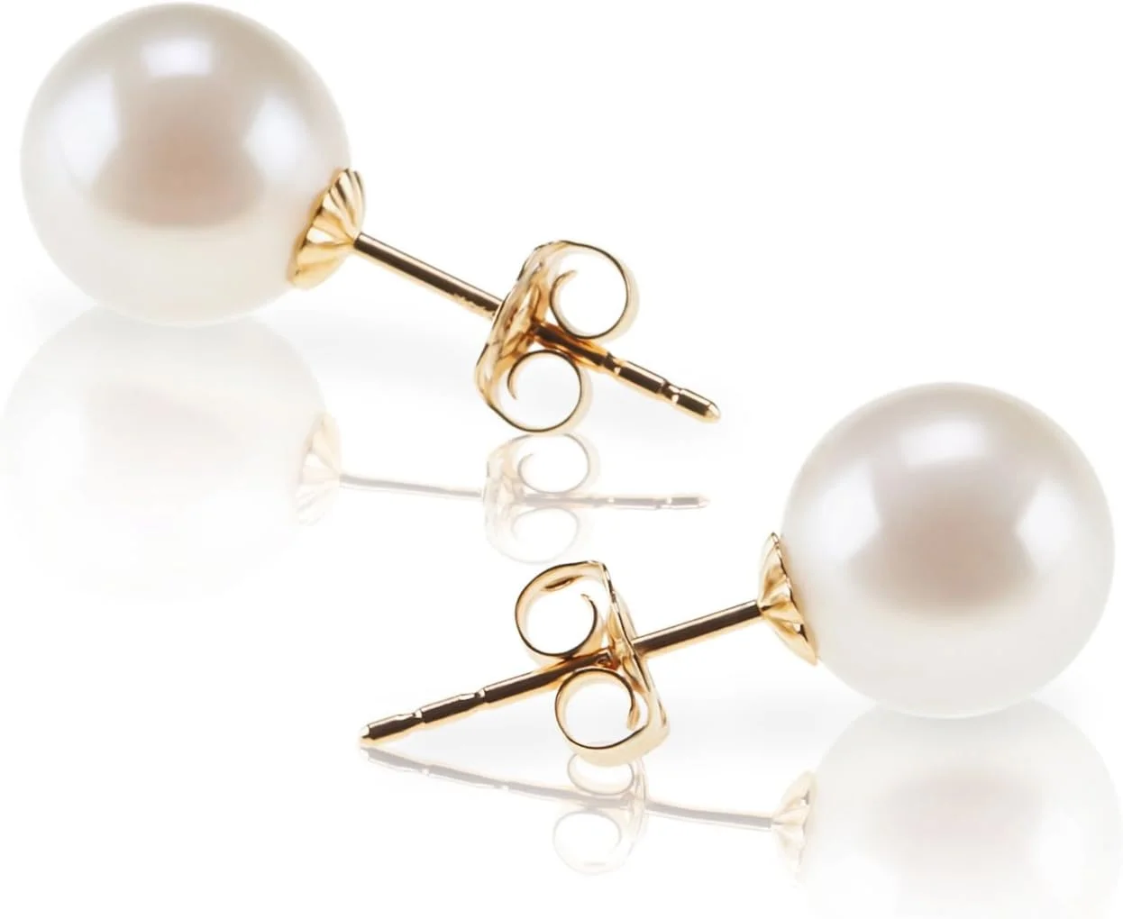 گوشواره های میخی مروارید صدفی شبیه سازی شده سفید با روکش طلای 18 عیار نقره استرلینگ پاوی