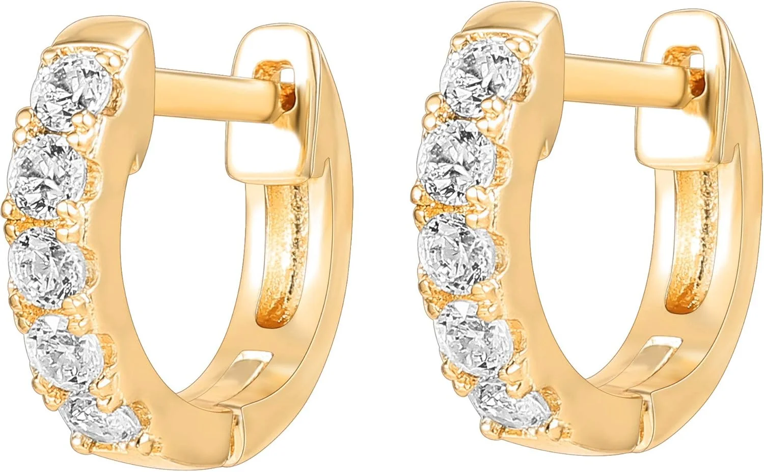 گوشواره های حلقه ای هاگی نگین دار با روکش طلای 14 عیار و پایه نقره استرلینگ پاویو زنانه