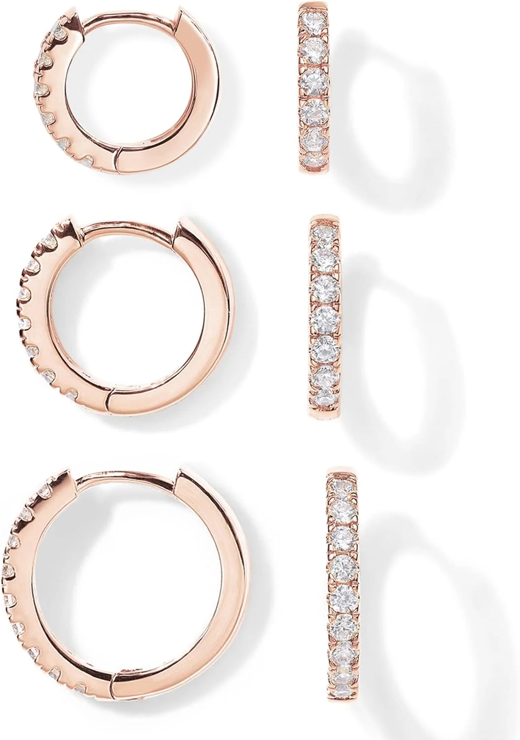 گوشواره های حلقه ای کوچک پاوی با روکش طلای 18 عیار و پایه نقره استرلینگ 925، ست 3 جفتی | بسته حلقه های کوچک غضروفی حلزونی برای زنان و مردان 8 میلی متر 10 میلی متر 12 میلی متر