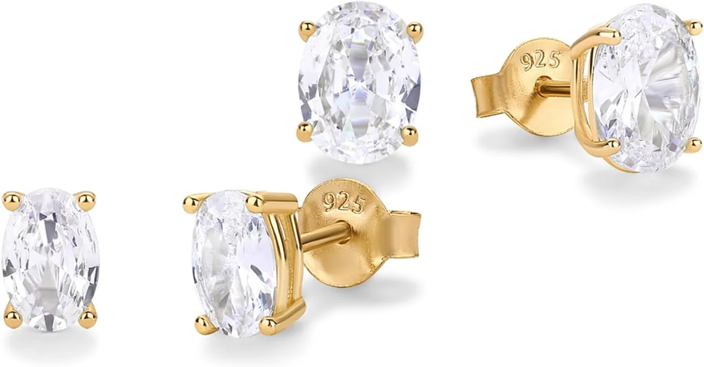 گوشواره های میخی زنانه پاوی با روکش طلای 14 عیار و نقره استرلینگ با زیرکونیا مکعبی | گوشواره های CZ الماس مصنوعی گوشواره های میخی زنانه پاوی با روکش طلای 14 عیار و نقره استرلینگ با زیرکونیا مکعبی | گوشواره های CZ الماس مصنوعی