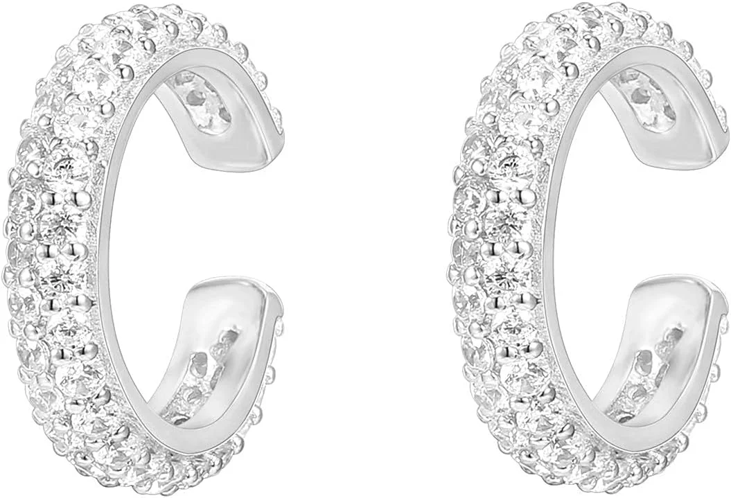 گوشواره های حلقه ای کوچک پاوی نگین دار نقره استرلینگ 925 با روکش طلای 14 عیار | گیره ای برای غضروف گوش گوشواره های حلقه ای کوچک پاوی نگین دار نقره استرلینگ 925 با روکش طلای 14 عیار | گیره ای برای غضروف گوش