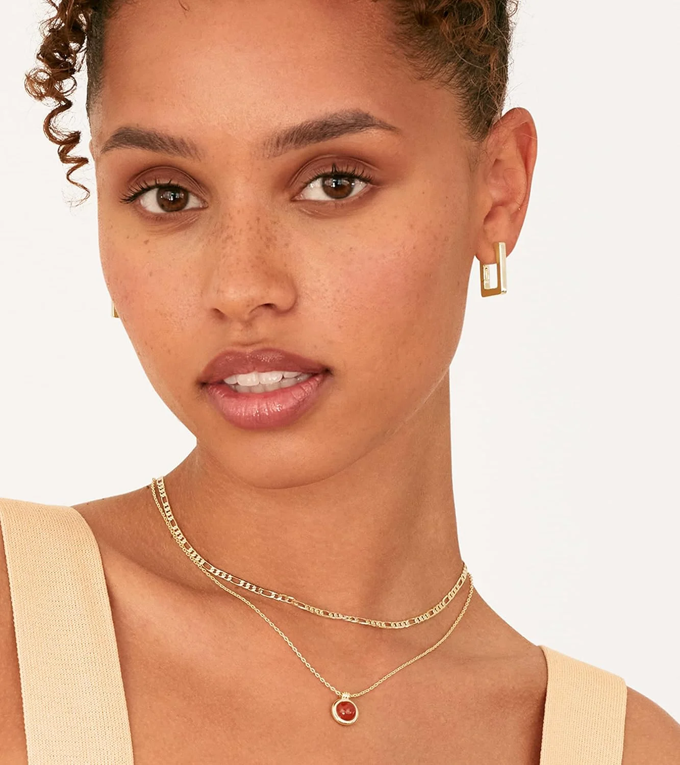 گوشواره های حلقه ای مربعی با روکش طلای 14 عیار پاوی، پایه نقره استرلینگ 925 | گوشواره های حلقه ای طلایی مستطیلی هندسی برای زنان