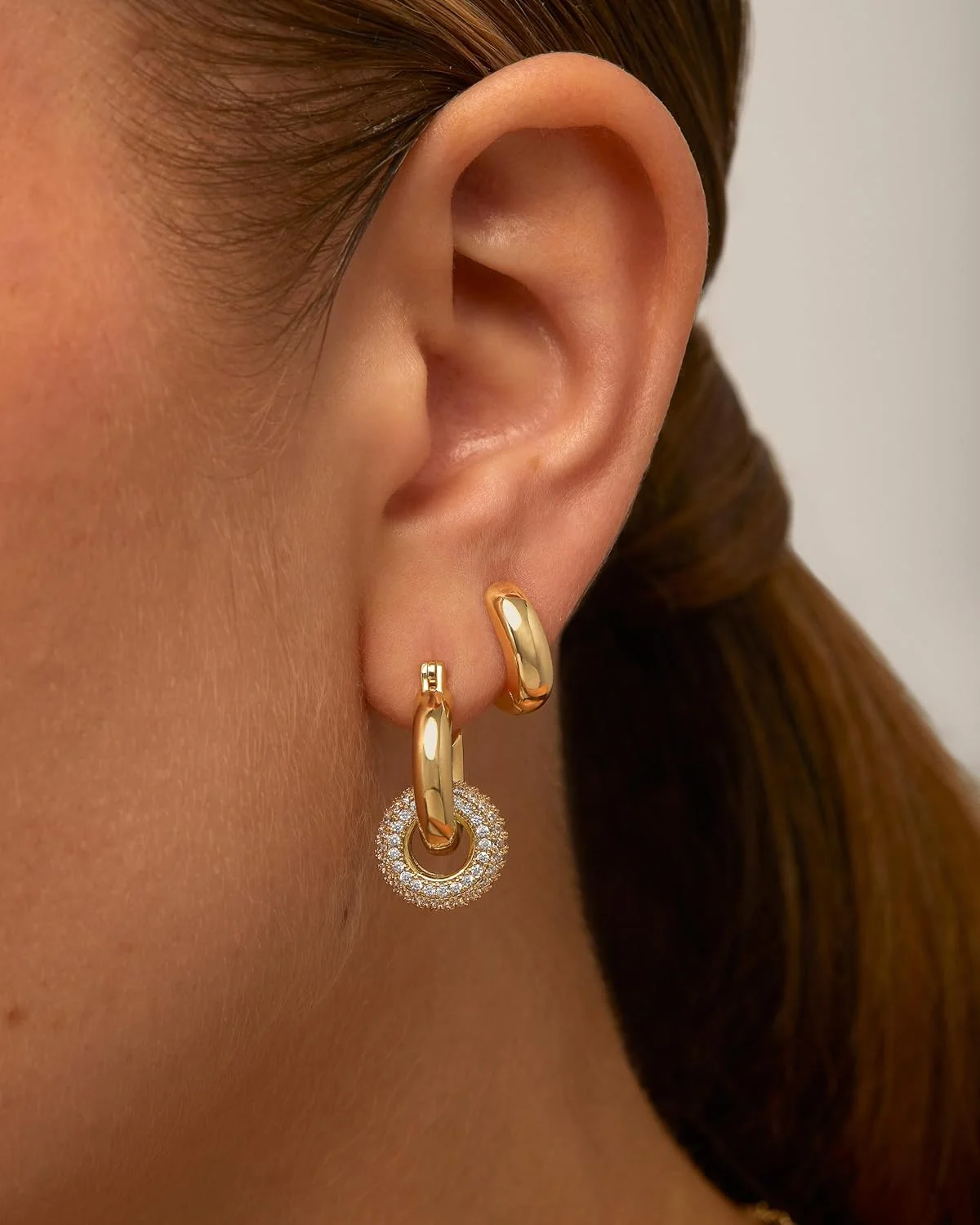 گوشواره های حلقه ای ضخیم تبدیل شونده با روکش طلای 14 عیار PAVOI برای زنان | گوشواره های حلقه ای آویزی ضخیم زیرکونیا | گوشواره های آویز CZ گوشواره های حلقه ای ضخیم تبدیل شونده با روکش طلای 14 عیار PAVOI برای زنان | گوشواره های حلقه ای آویزی ضخیم زیرکونیا | گوشواره های آویز CZ