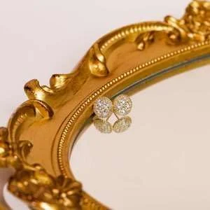 گوشواره های میخی زنانه با روکش طلای 14 عیار و پایه نقره استرلینگ PAVOI | دیسک مینی CZ سنگفرش | گوشواره های طلایی زنانه