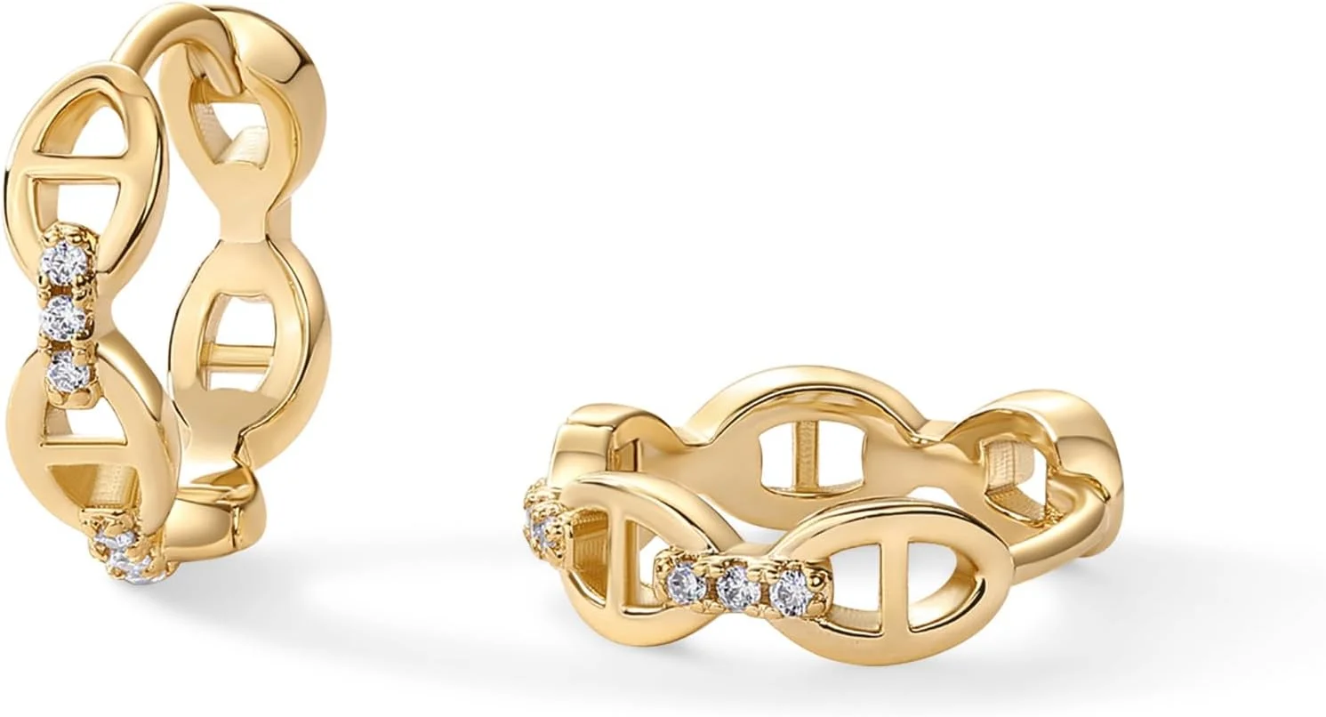 گوشواره های حلقه ای کوچک زنانه پاوی با روکش طلای 14 عیار و آویز زنجیری نگین زیرکونیا گوشواره های حلقه ای کوچک زنانه پاوی با روکش طلای 14 عیار و آویز زنجیری نگین زیرکونیا