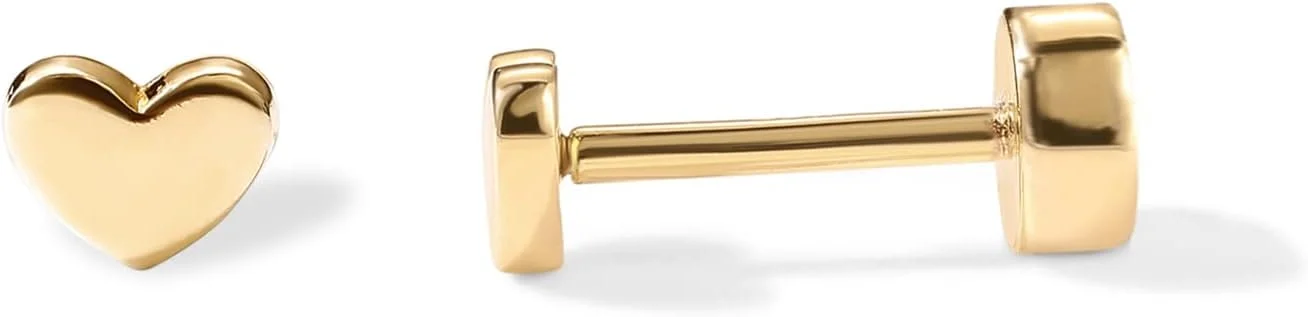 گوشواره های میخی ماری پشت صاف PAVOI با روکش طلای 14 عیار