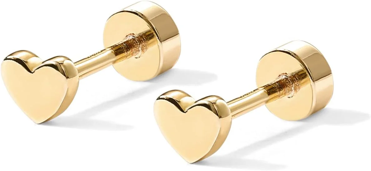 گوشواره های میخی ماری پشت صاف PAVOI با روکش طلای 14 عیار