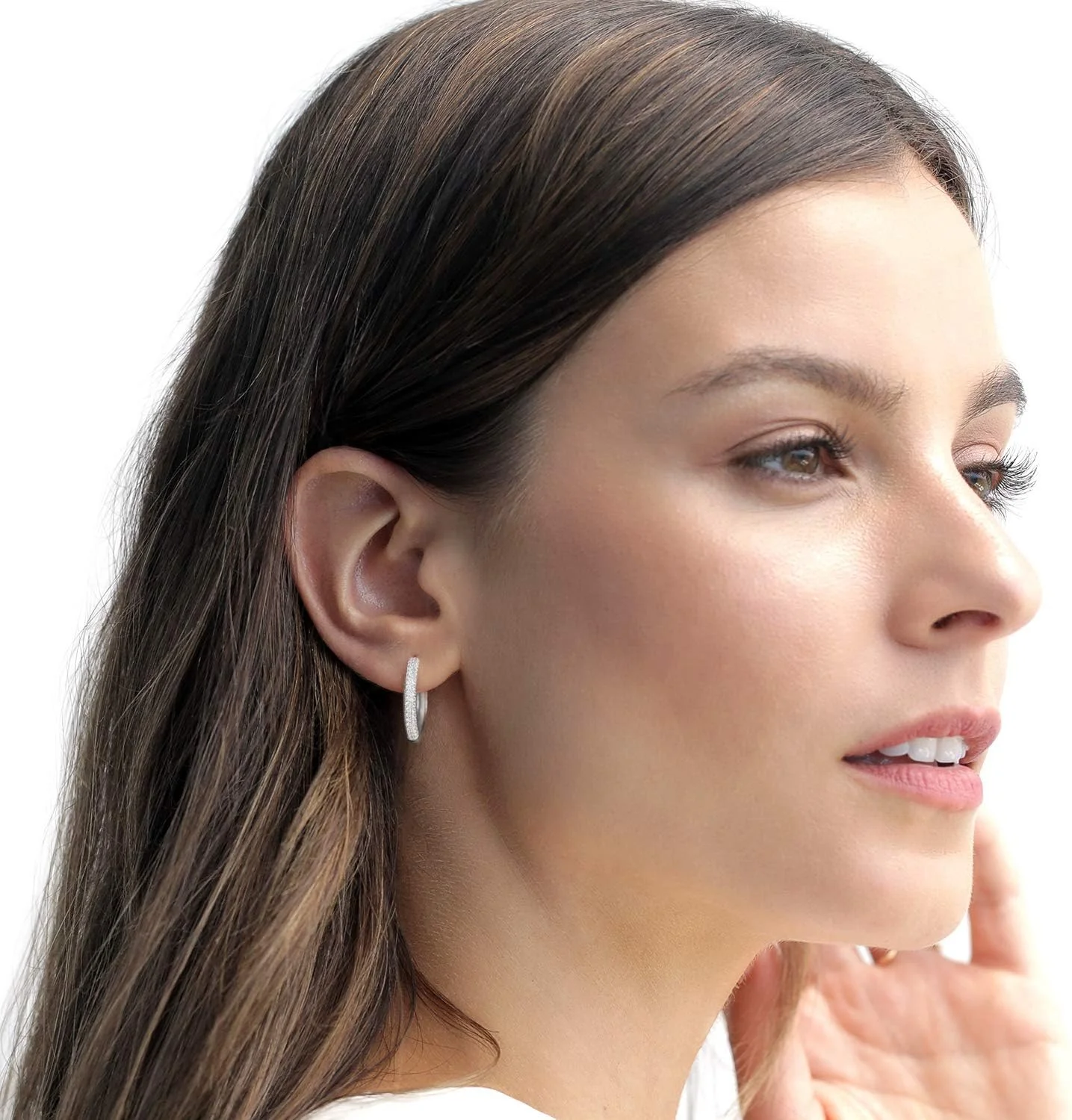 گوشواره های حلقه ای زنانه پاوی با روکش طلای 14 عیار و پایه نقره استرلینگ 925 و نگین های زیرکونیا | حلقه های کوچک طلایی هالو CZ گوشواره های حلقه ای زنانه پاوی با روکش طلای 14 عیار و پایه نقره استرلینگ 925 و نگین های زیرکونیا | حلقه های کوچک طلایی هالو CZ