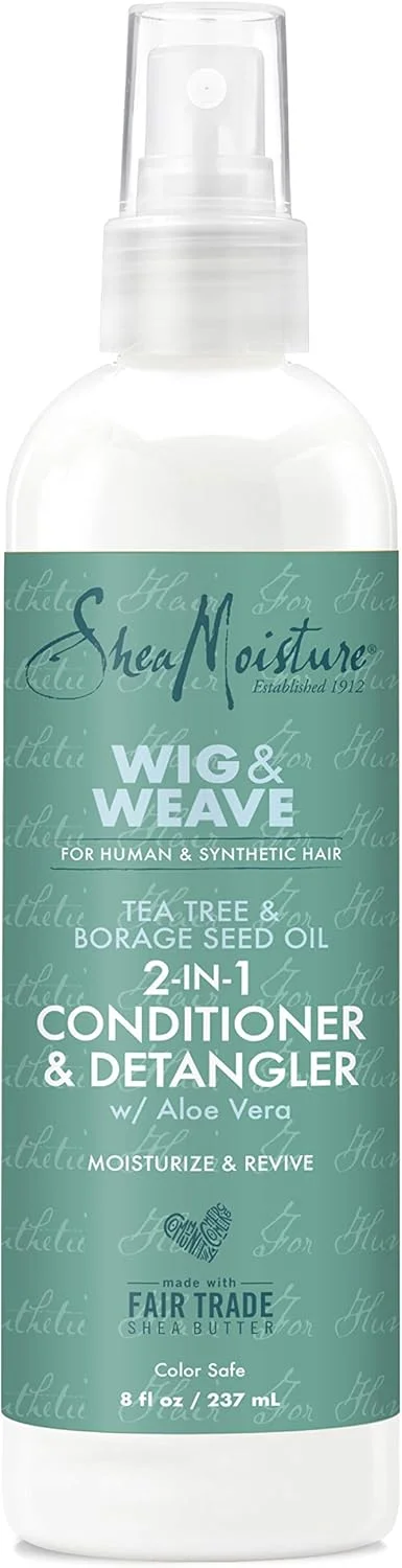 نرم کننده و باز کننده گره مو 2 در 1 SheaMoisture حاوی روغن درخت چای و دانه گل گاوزبان، نرم کننده بدون پارابن برای کلاه گیس، 236 میلی لیتر