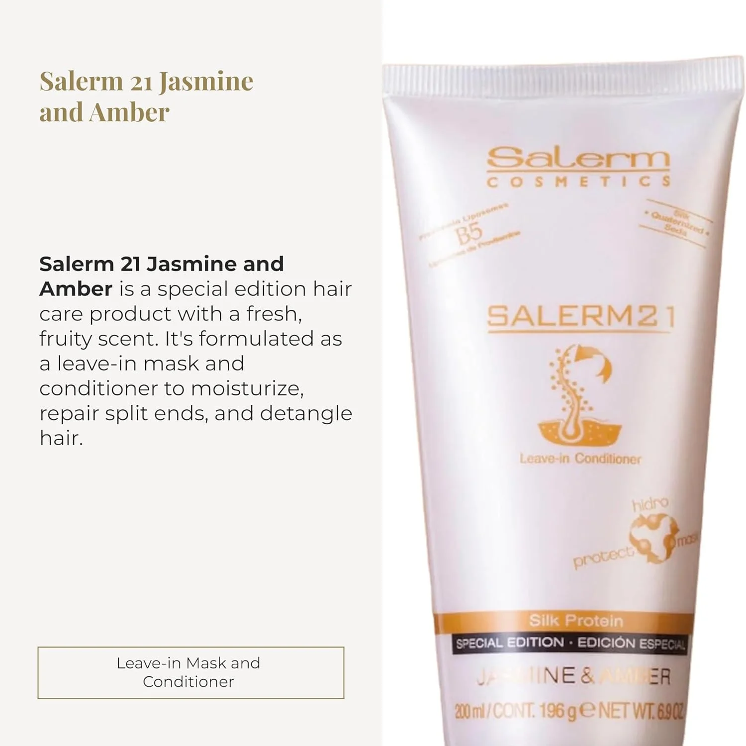 نرم کننده مو بدون نیاز به آبکشی Salerm 21 با رایحه یاس و عنبر 200 میلی لیتر