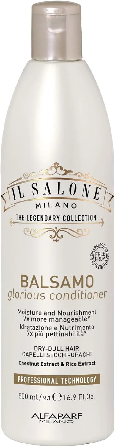 نرم کننده موهای خشک Il Salone Milano Professional Glorious - نرم کننده آبرسان موهای خشک - افزایش رطوبت و تغذیه با عصاره شاه بلوط + آب برنج - مراقبت از مو با کیفیت سالن (500 میلی لیتر)